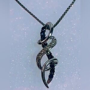 NIB Natural Tanzanite Diamond Accents Sterling Silver 9” L Necklace